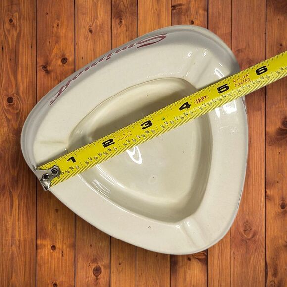 Vintage 1979 Smirnoff “Leaves You Breathless” Triangle Ashtray White Red Logo - Picture 7 of 7